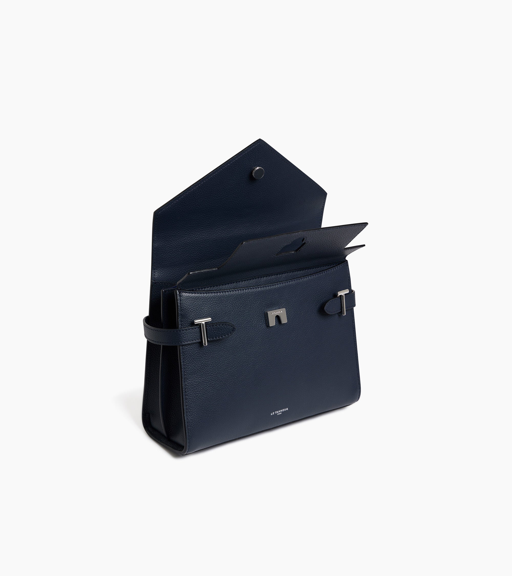 Emilie medium double flap handbag model in grained leather
