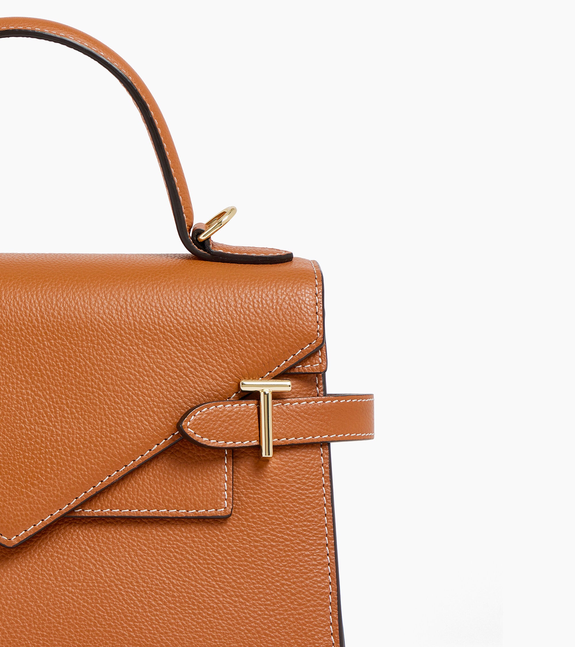 Emilie medium double flap handbag model in grained leather