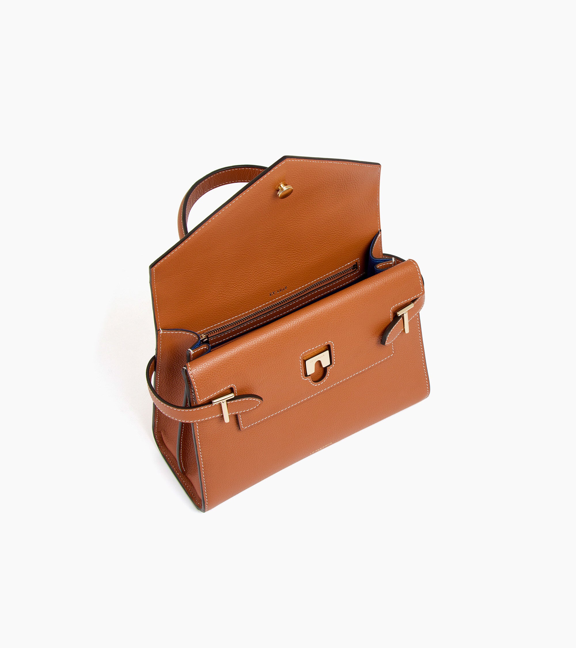 Emilie medium double flap handbag model in grained leather