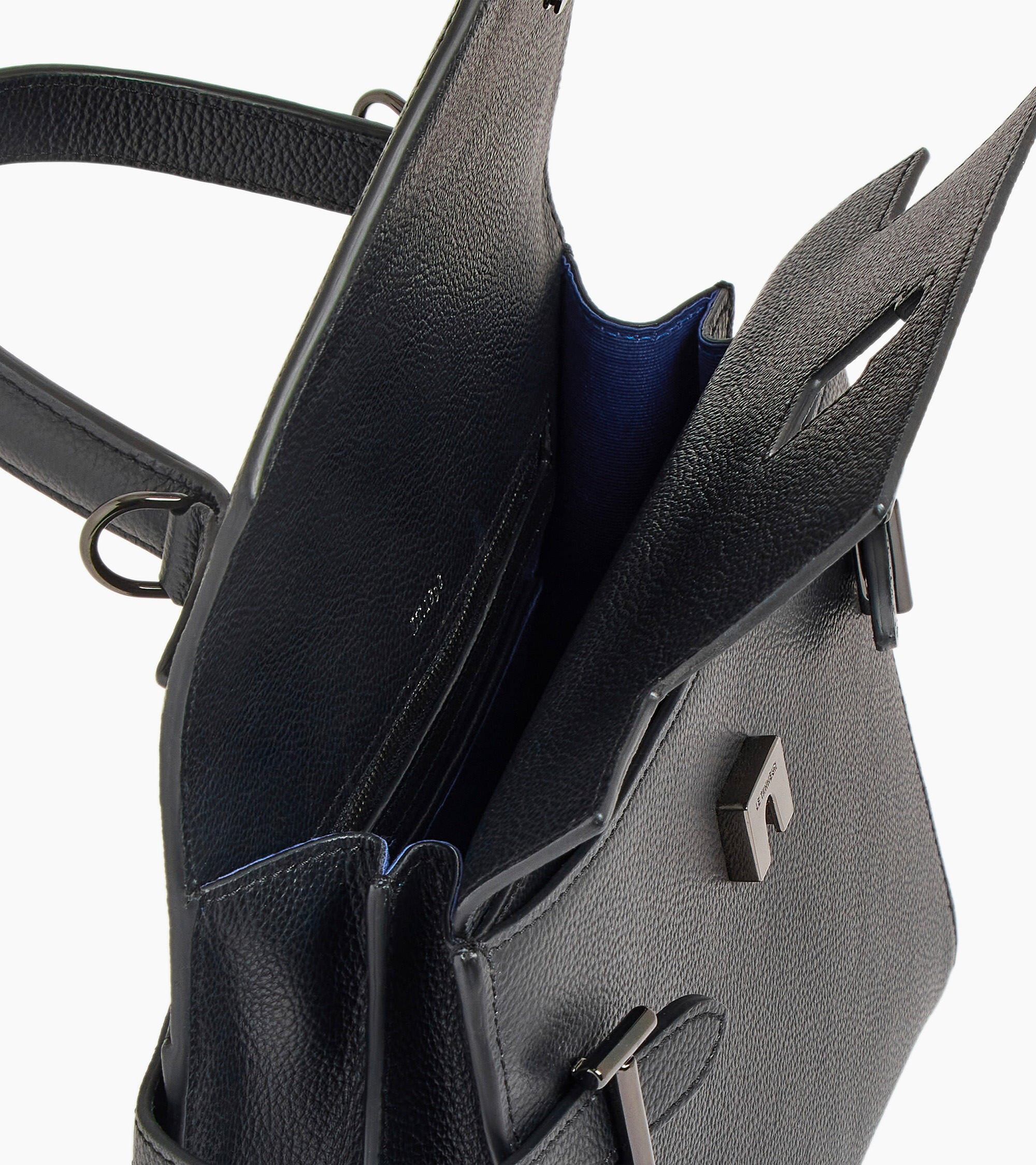 Emilie medium double flap handbag model in grained leather