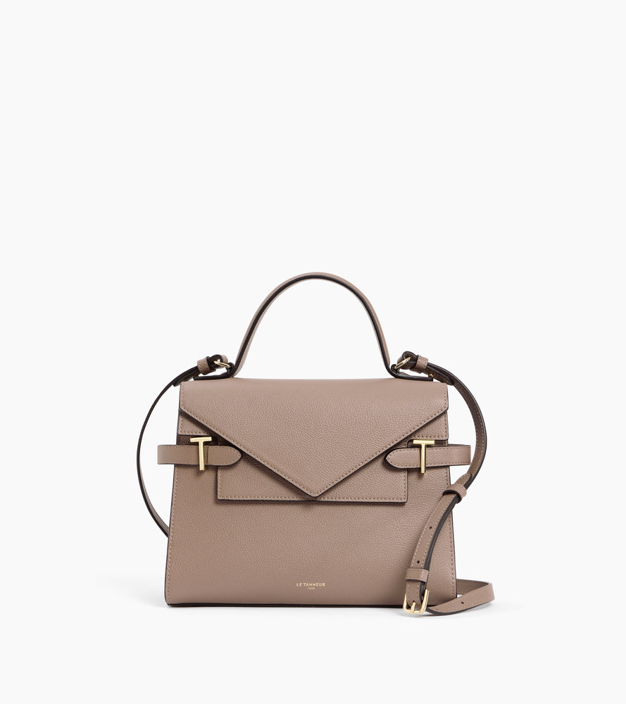Sac à main double rabat moyen modèle Emilie en cuir grainé