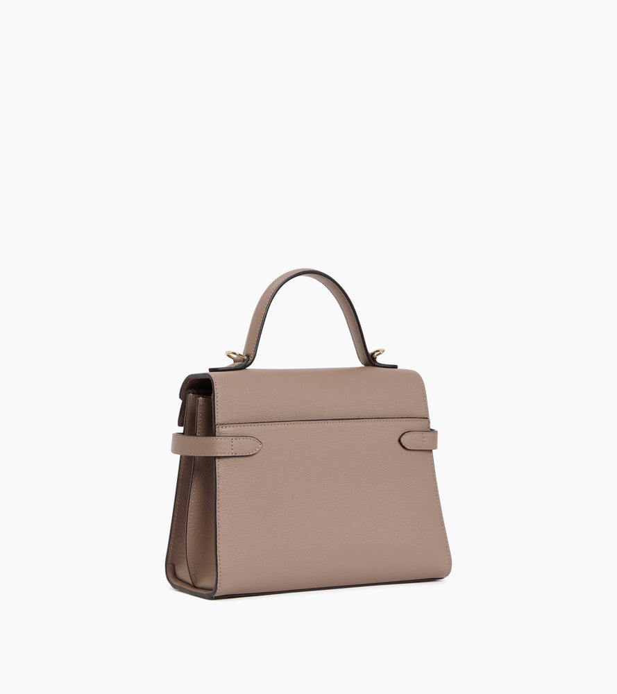 Sac à main double rabat moyen modèle Emilie en cuir grainé