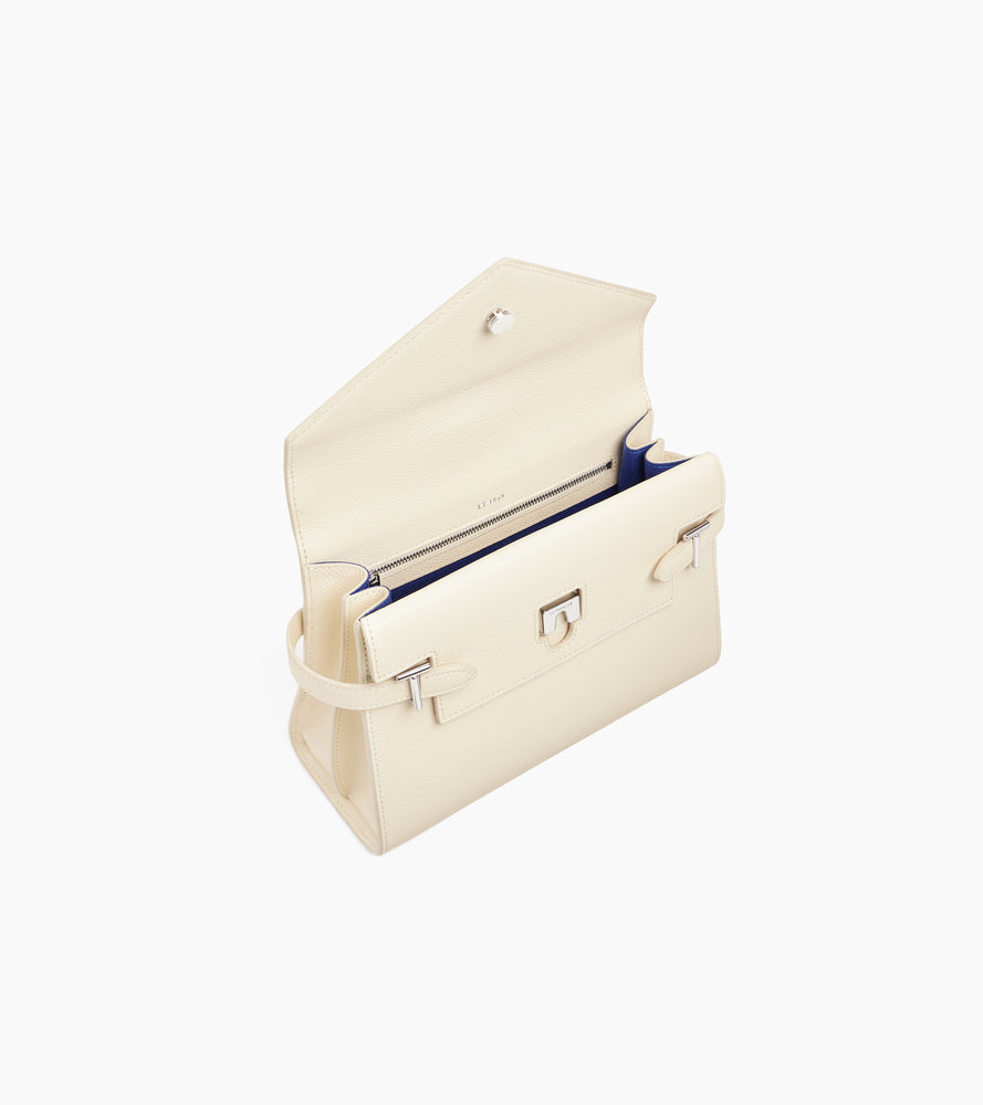 Mittelgroße Handtasche Emilie aus genarbtem Leder mit Doppelklappe