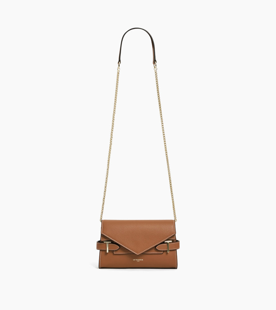 Pochette double rabat Emilie en cuir grainé