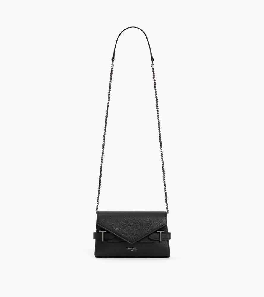 Pochette double rabat Emilie en cuir grainé