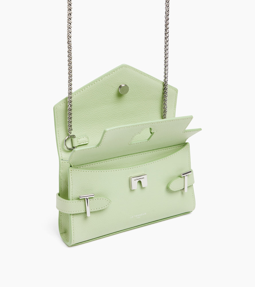Emilie double flap small pouch in grained leather
