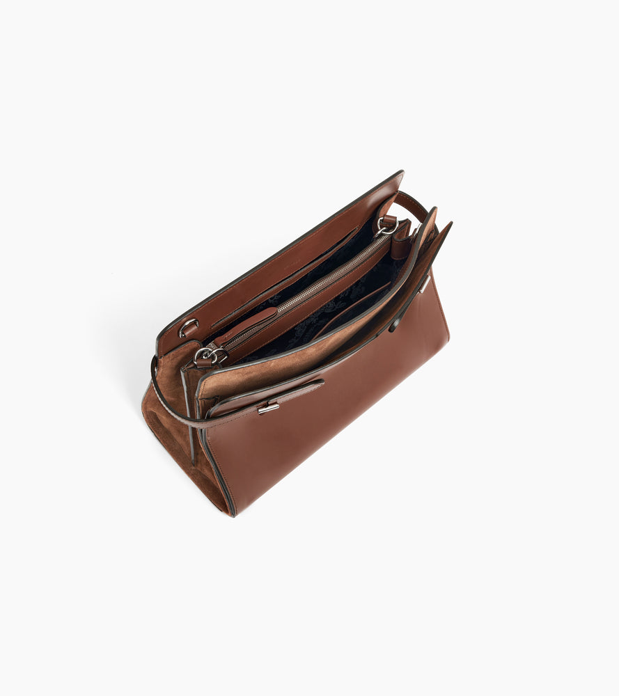 Große Handtasche Emie aus Glatt- und Nubukleder
