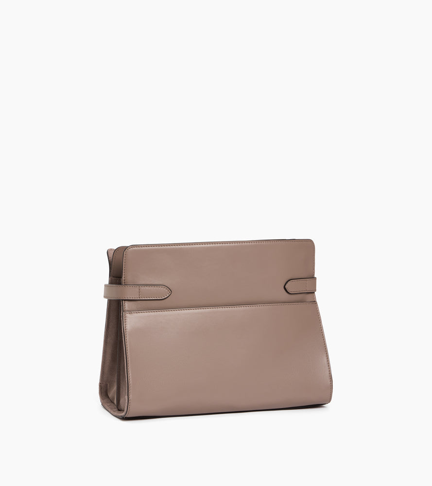 Sac porté épaule grand modèle Emie en cuir lisse et nubuck