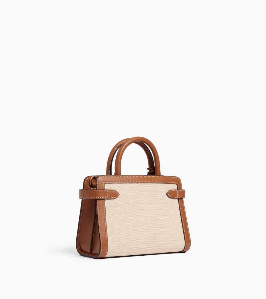 Emilie small handbag in cotton canvas and smooth leather