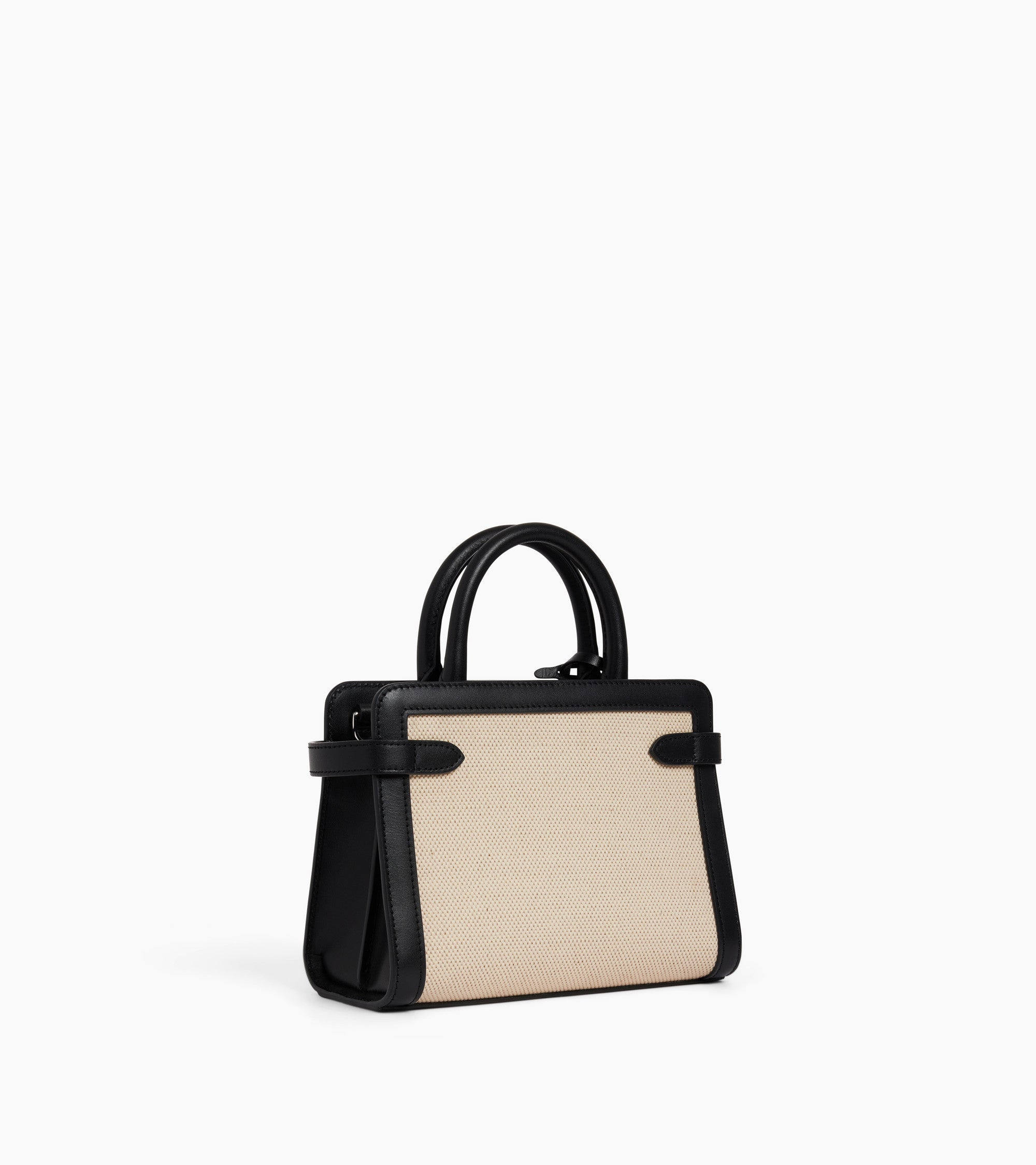 Emilie small handbag in cotton canvas and smooth leather
