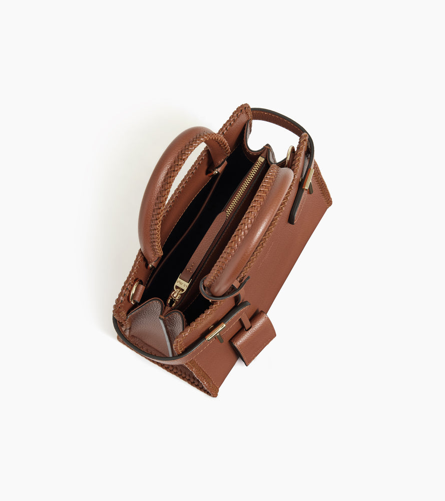 Kleine Handtasche Emilie aus genarbtem Leder mit Naht-Details