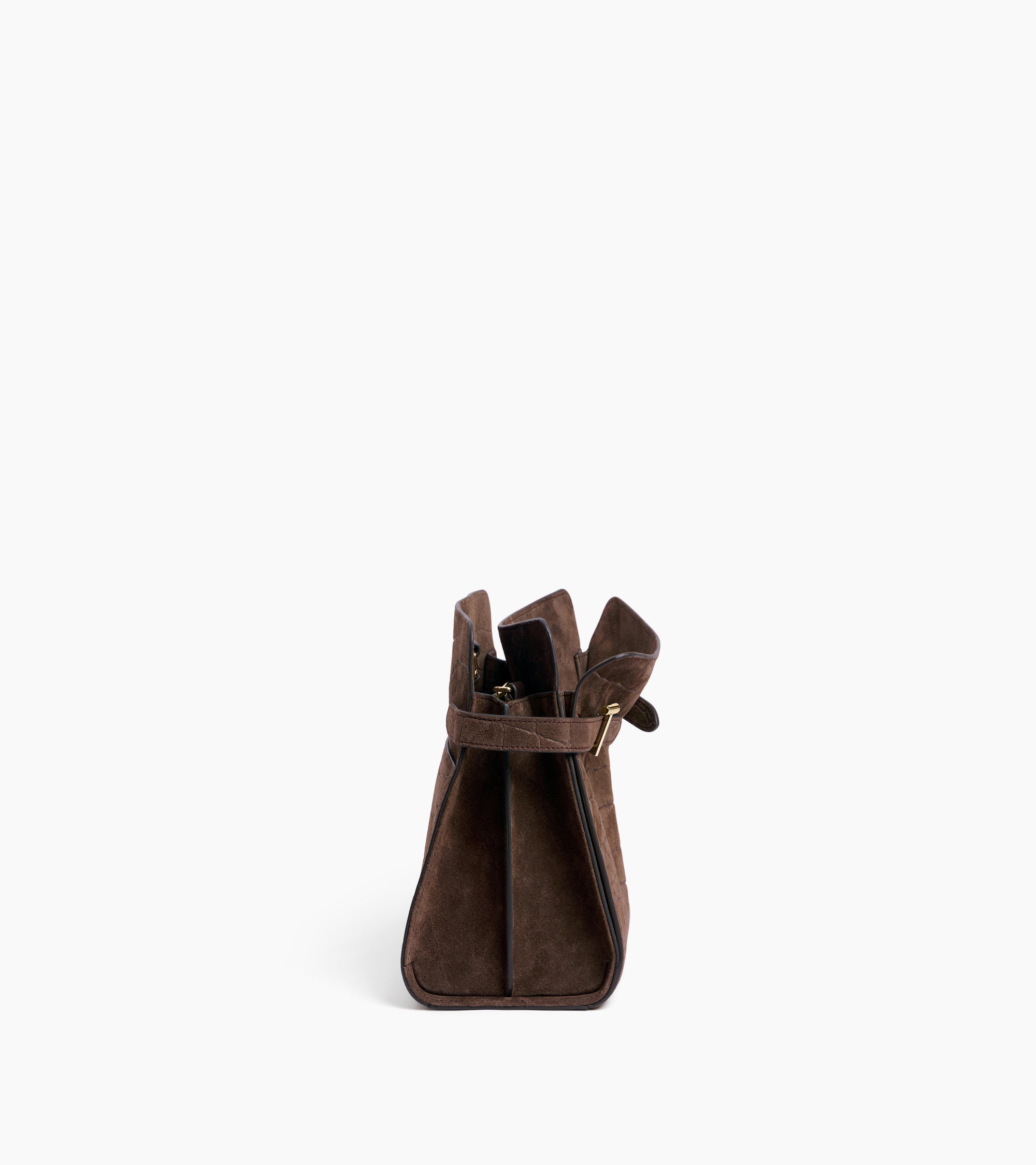 Bolso bandolera grande Emie de piel serraje con acabado de terciopelo efecto cocodrilo