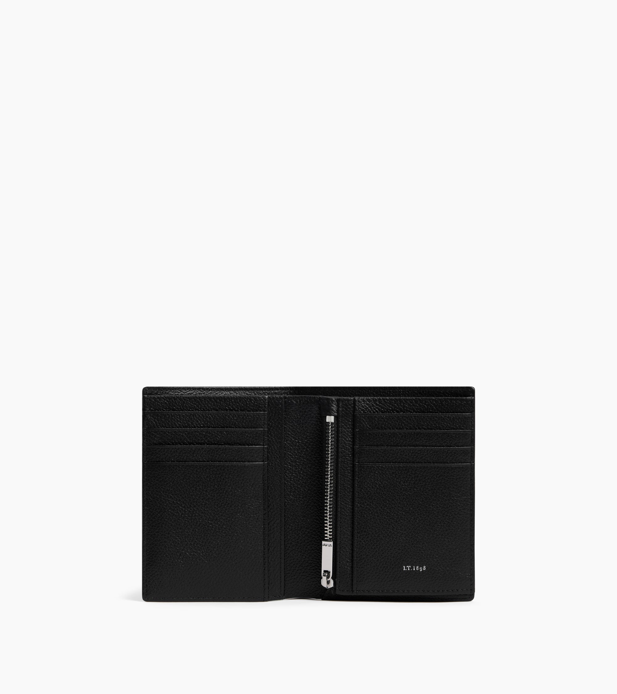 Lucien medium vertical zipped wallet in grained leather