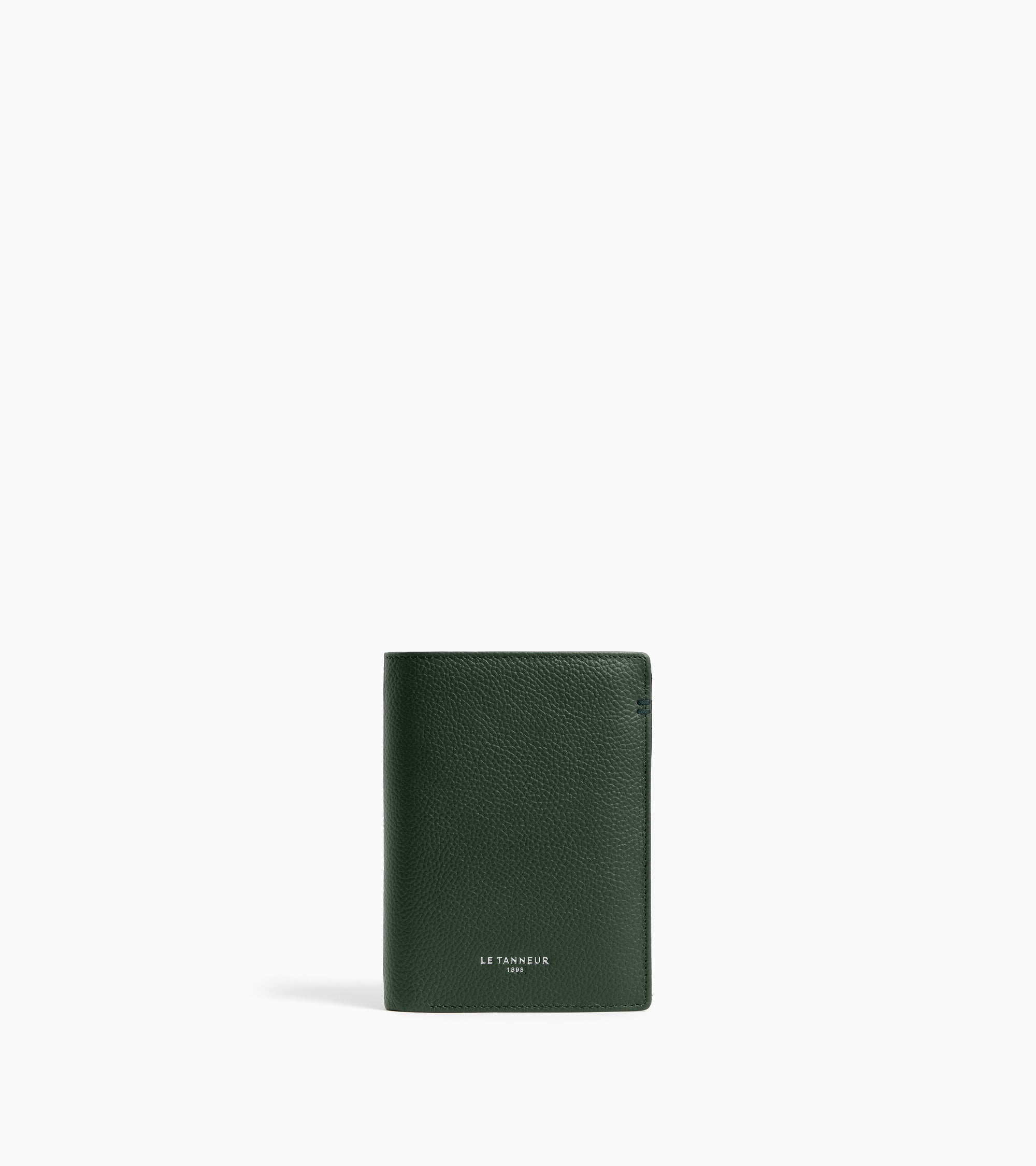 Kleine Bifold-Brieftasche im Hochformat mit Reißverschluss Lucien aus genarbtem Leder