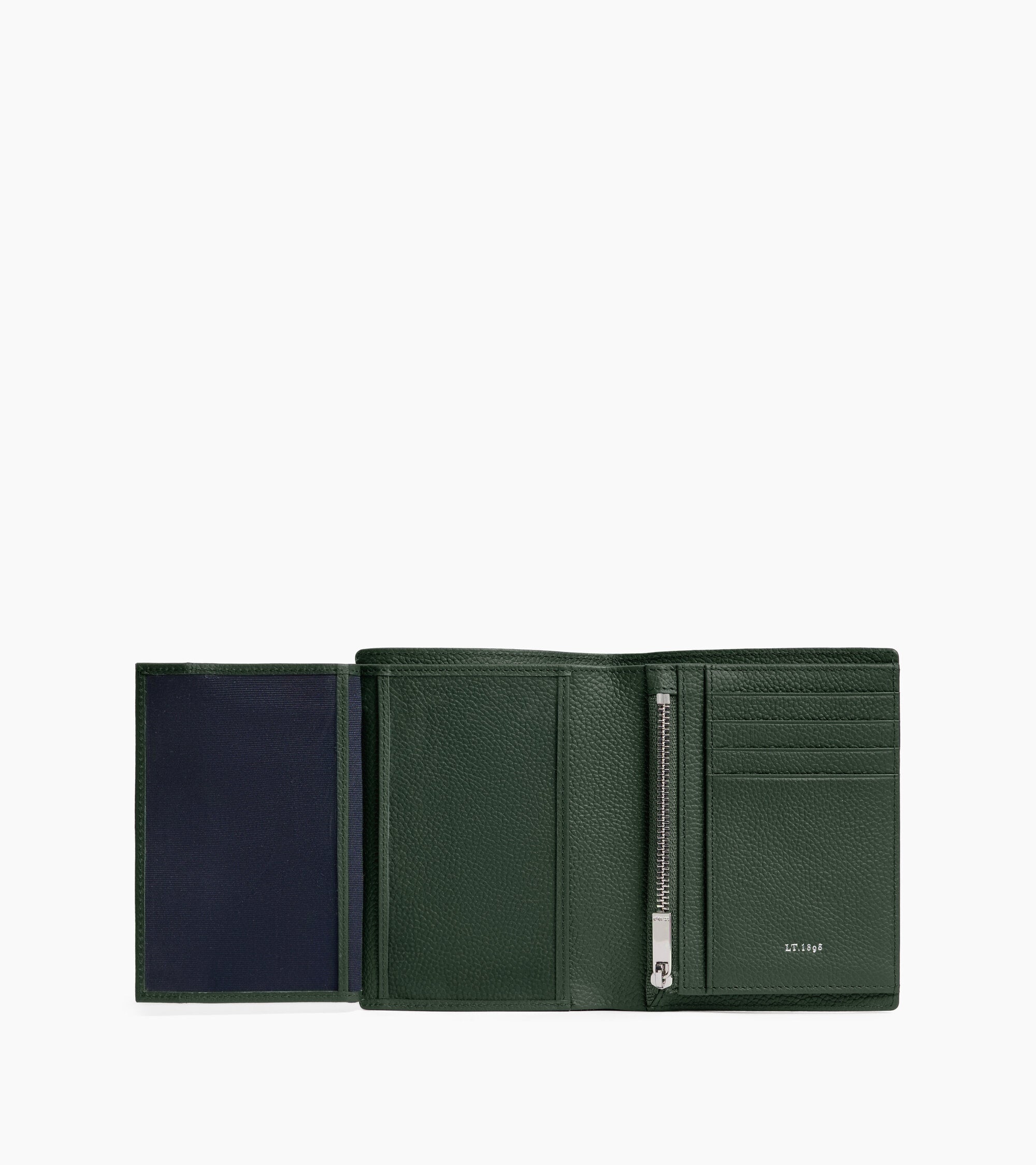 Kleine Bifold-Brieftasche im Hochformat mit Reißverschluss Lucien aus genarbtem Leder