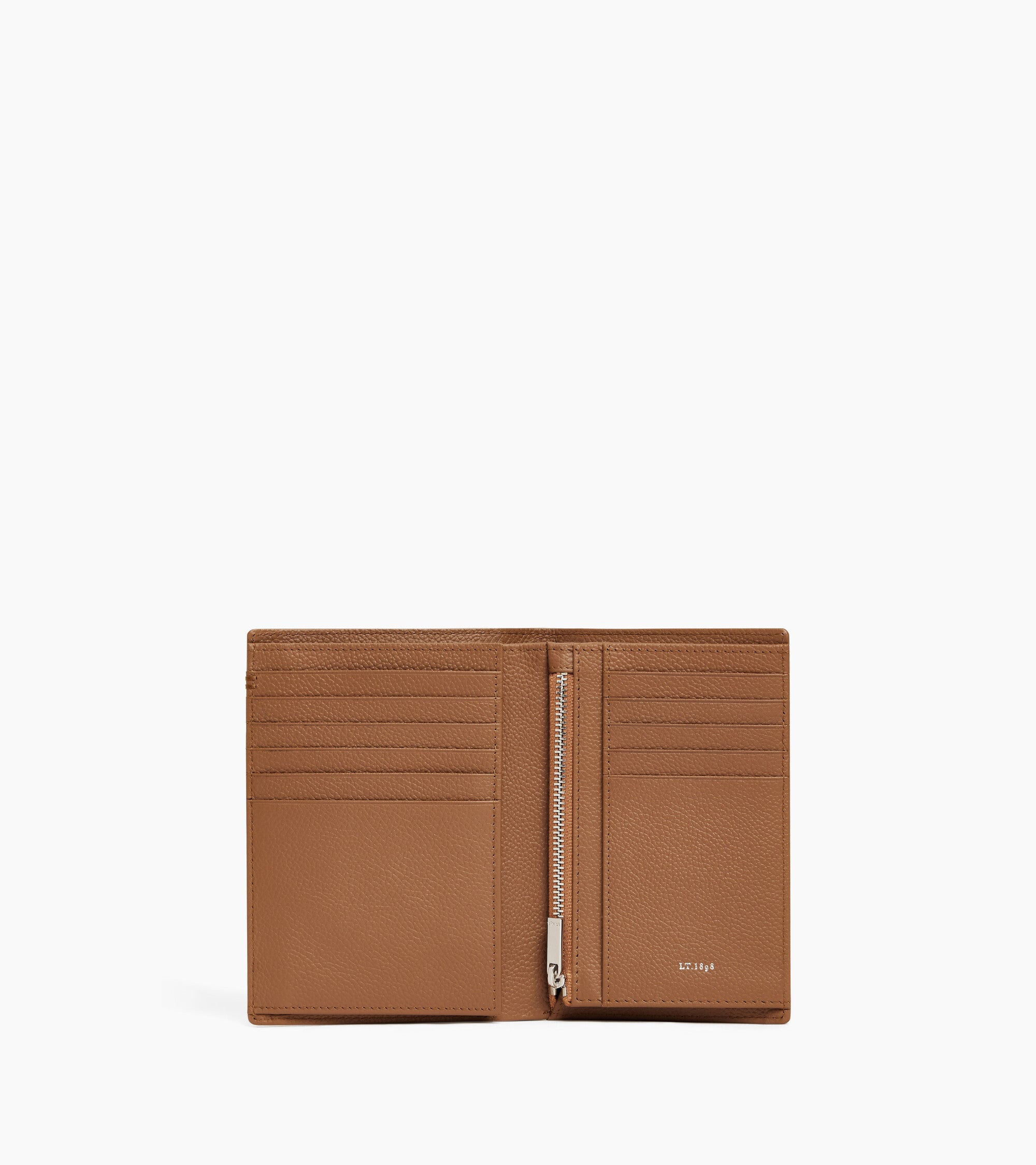 Lucien medium vertical two-fold zipped wallet in grained leather