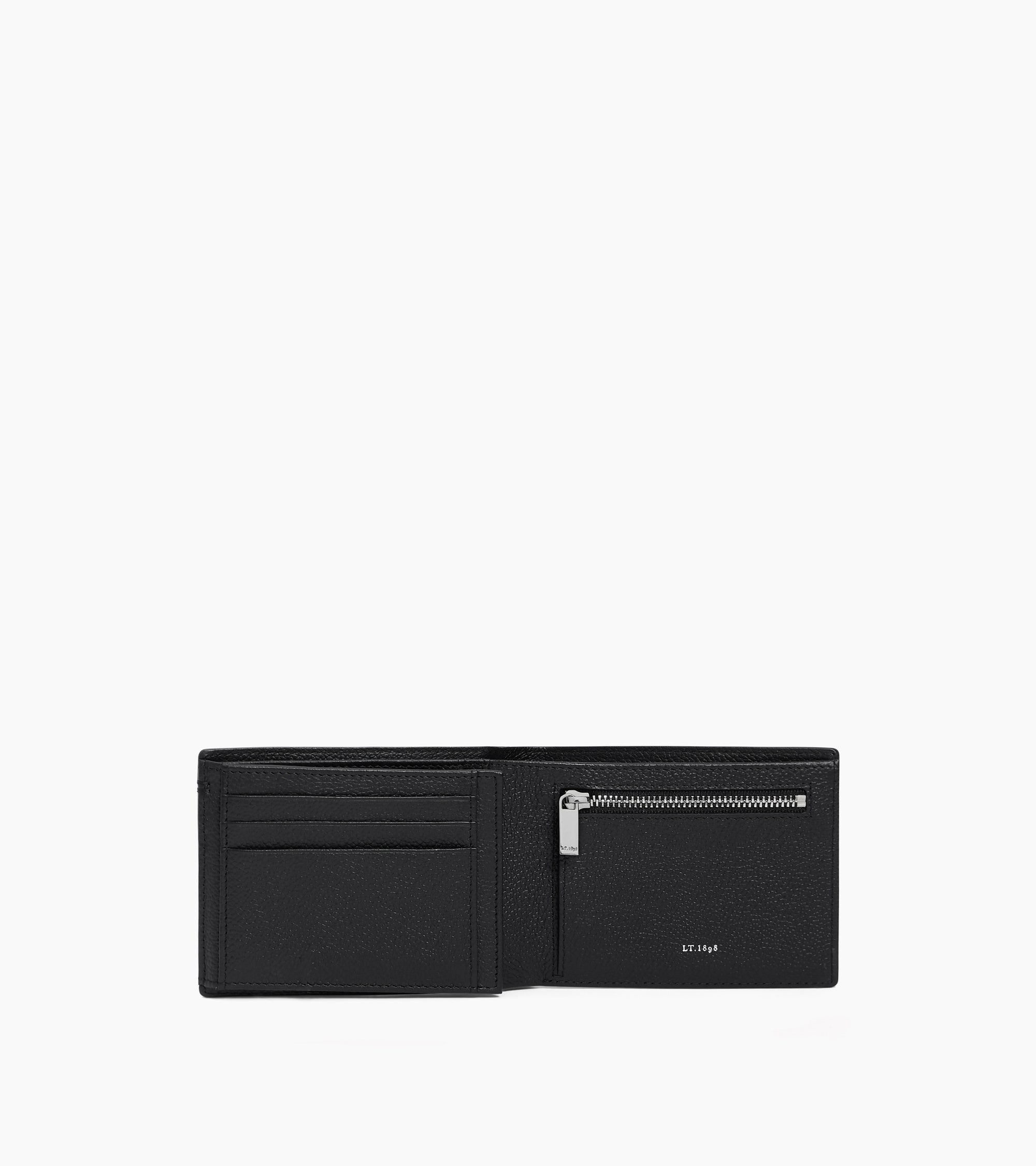 Cartera horizontal de dos secciones Lucien de piel granulada