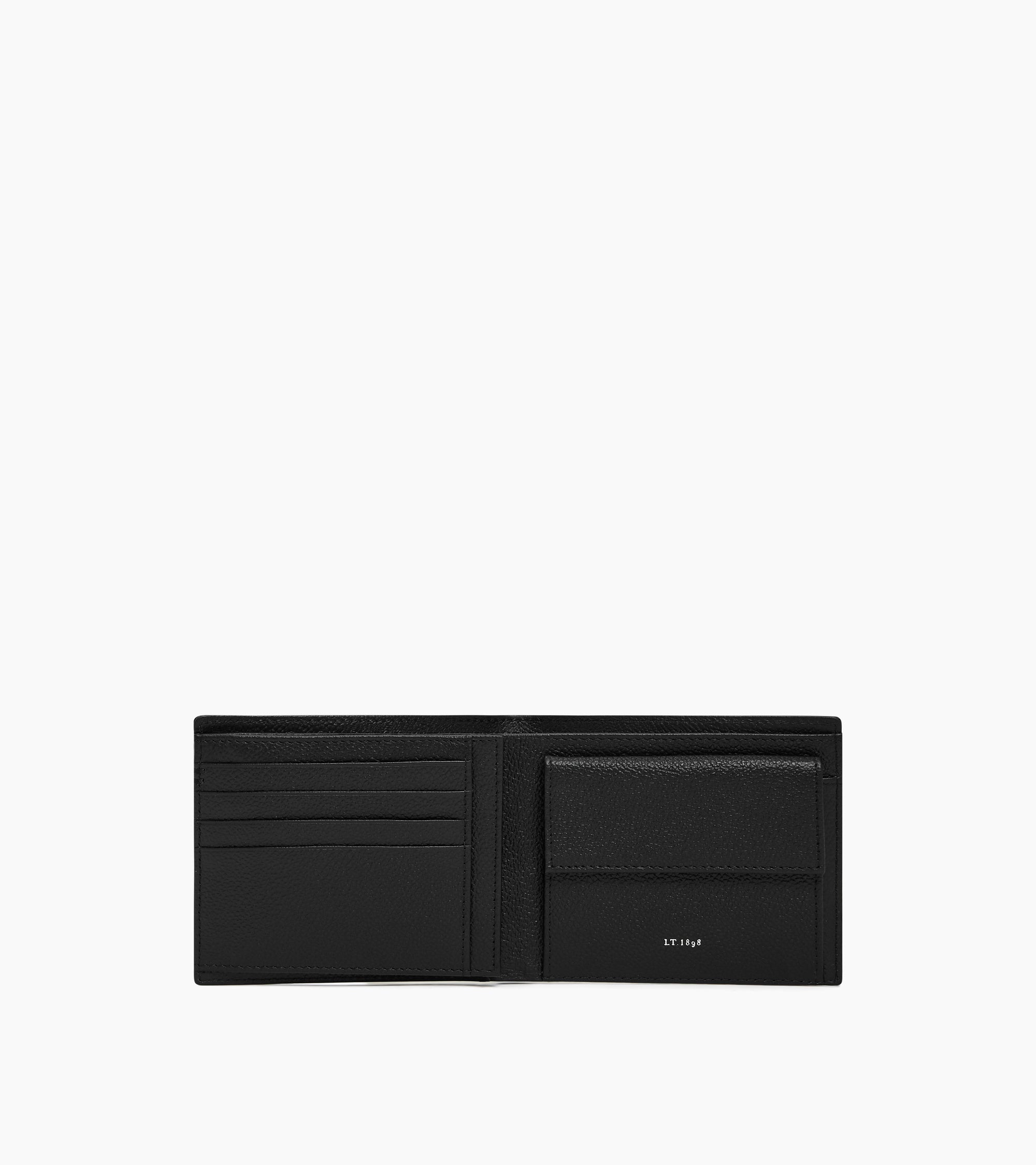 Lucien two-fold wallet with flap in grained leather
