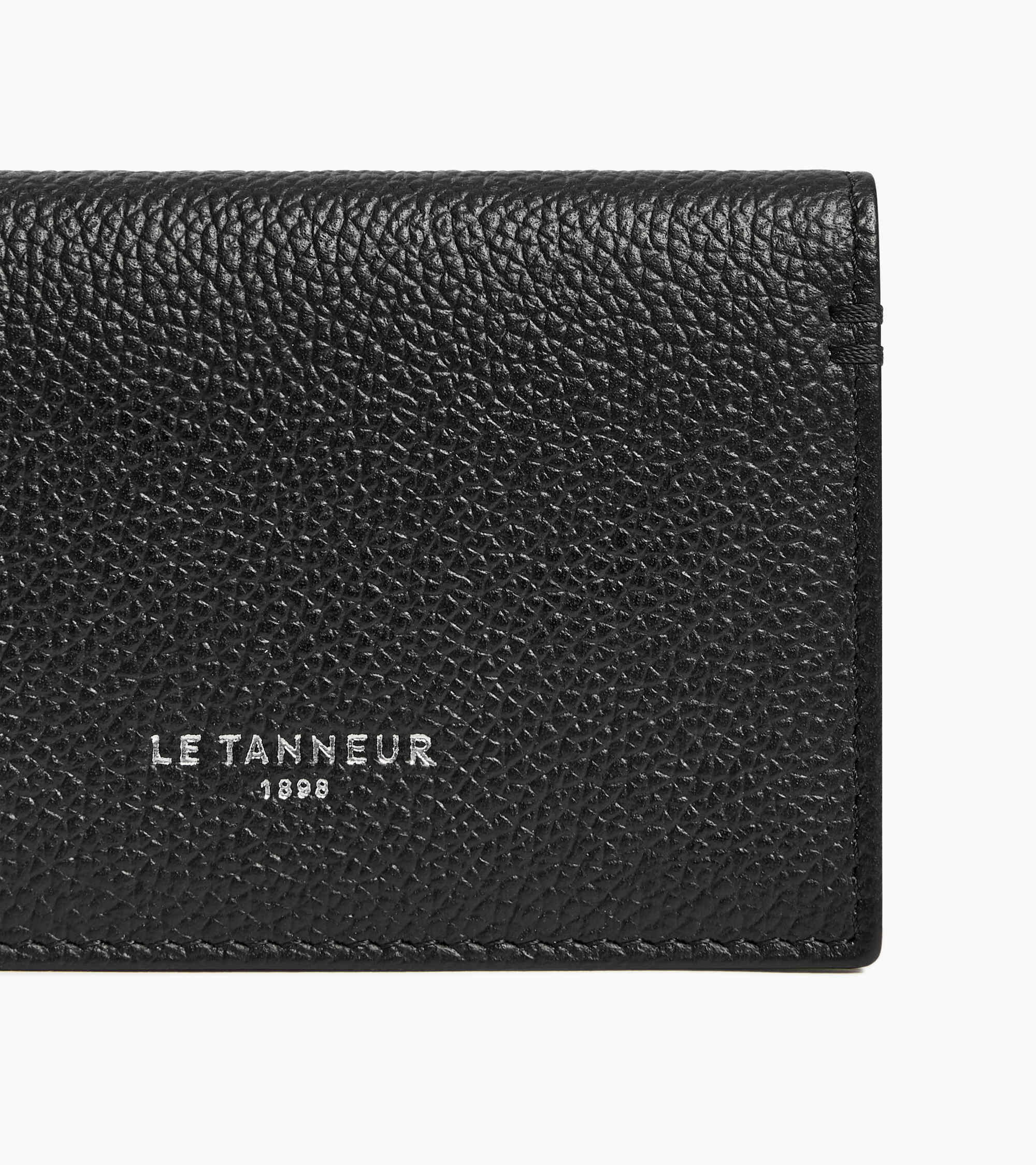 Lucien horizontal two-fold card holder in grained leather