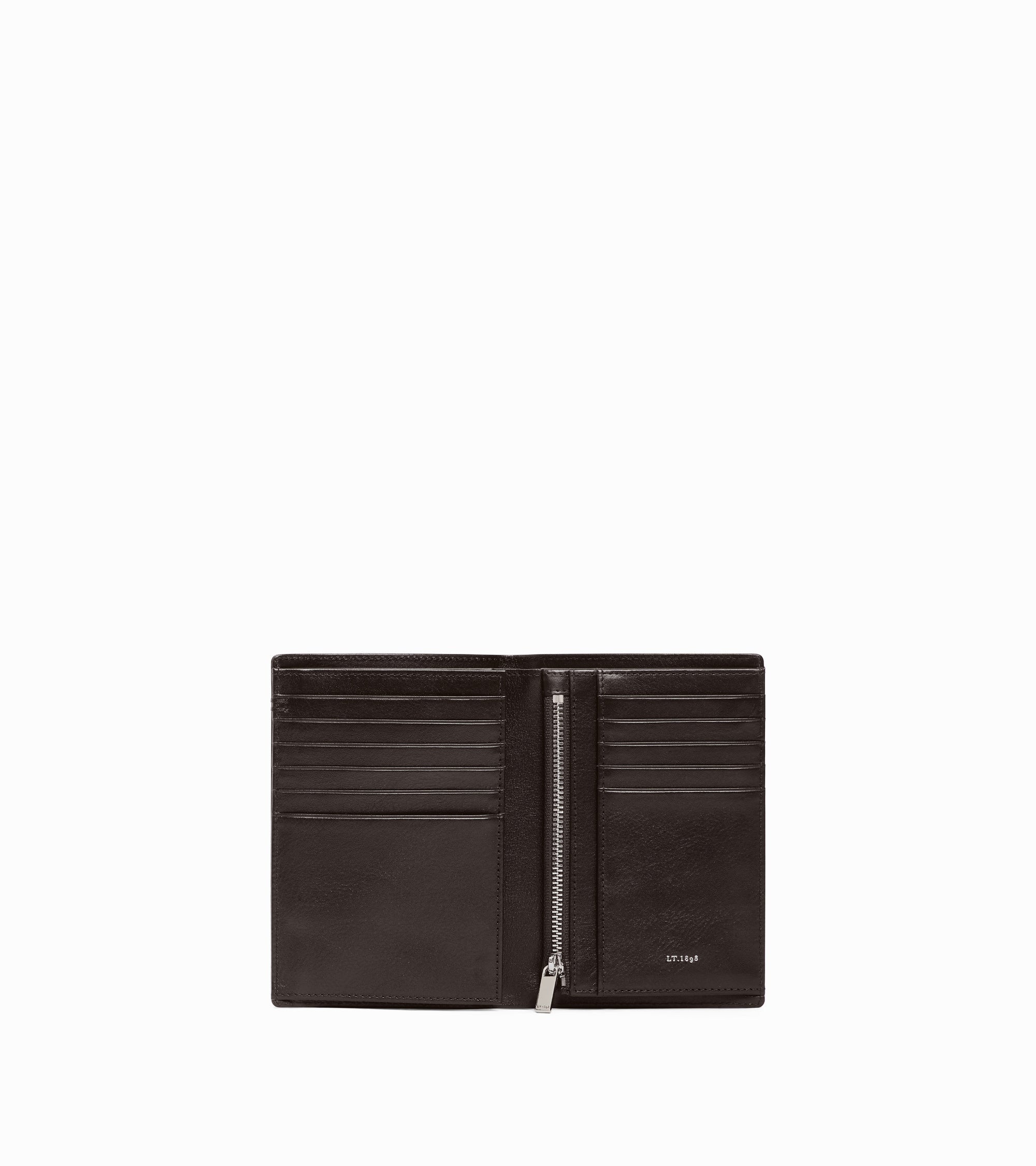 Lucien large vertical two-fold zipped wallet in oiled leather