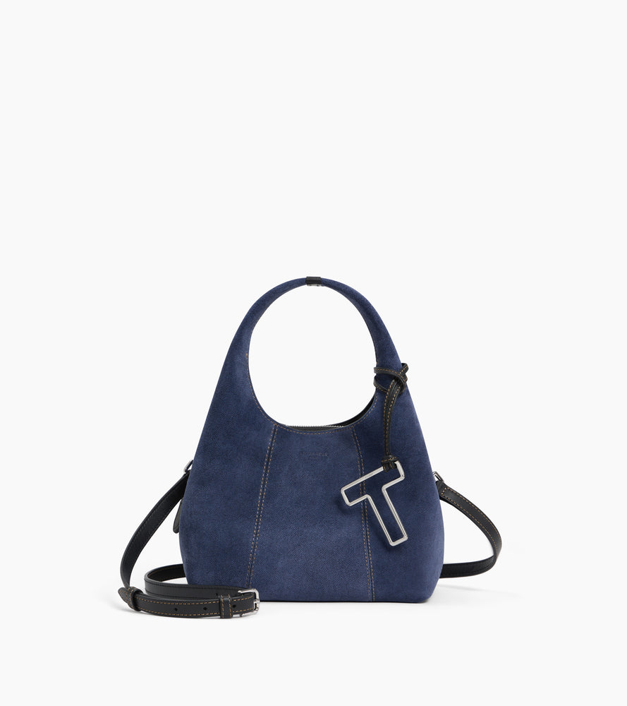 Kleine Handtasche Juliette aus Wildleder in Denim-Optik