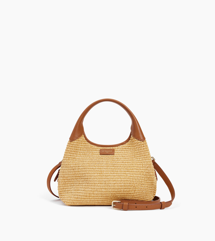 Kleine Handtasche Juliette aus Glattleder in Raffia-Optik
