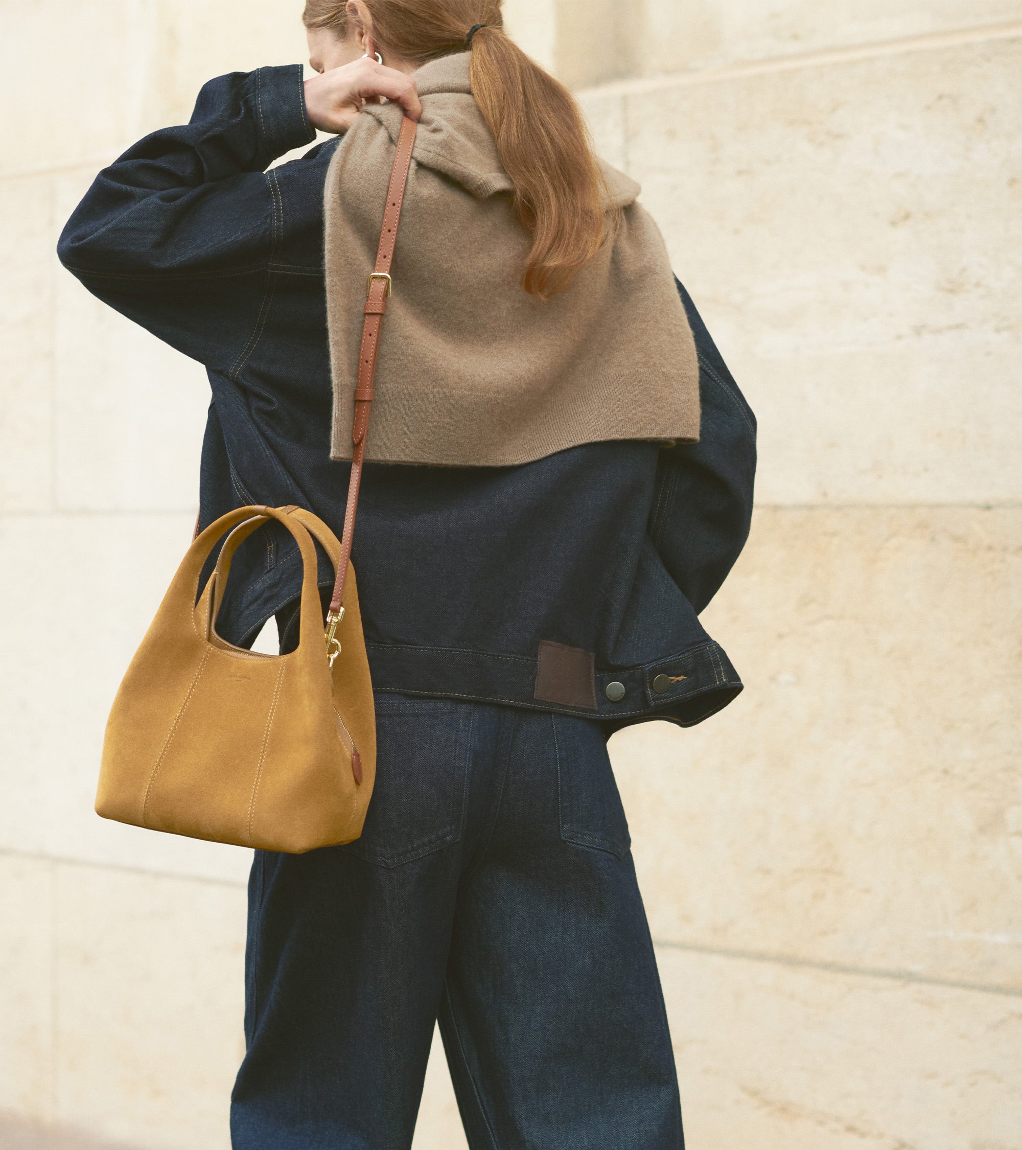 Kleine Handtasche Juliette aus Velours-Spaltleder