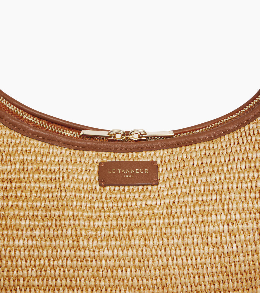 Kleine Hobo-Tasche Juliette aus Glattleder in Raffia-Optik