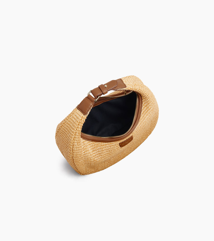 Kleine Hobo-Tasche Juliette aus Glattleder in Raffia-Optik