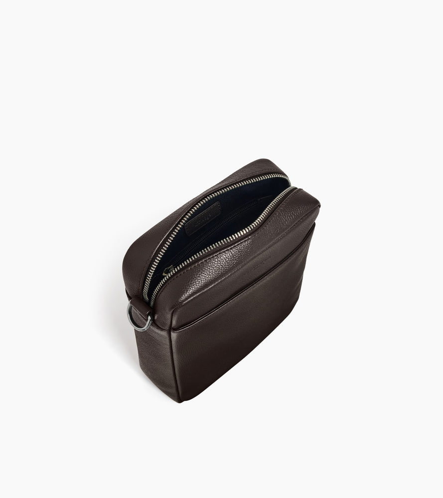 Pequeño bolso bandolera Max con cremallera en cuero granulado