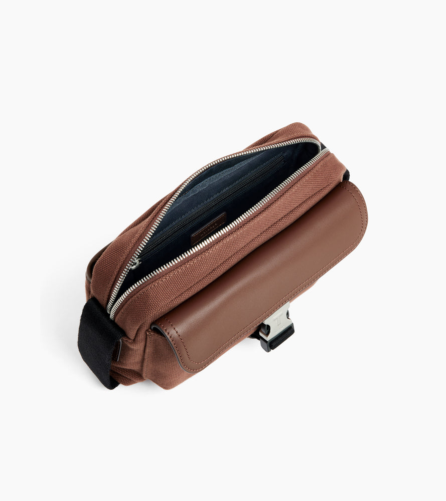 Kleine Umhängetasche Maurice aus Baumwoll-Canvas und Glattleder