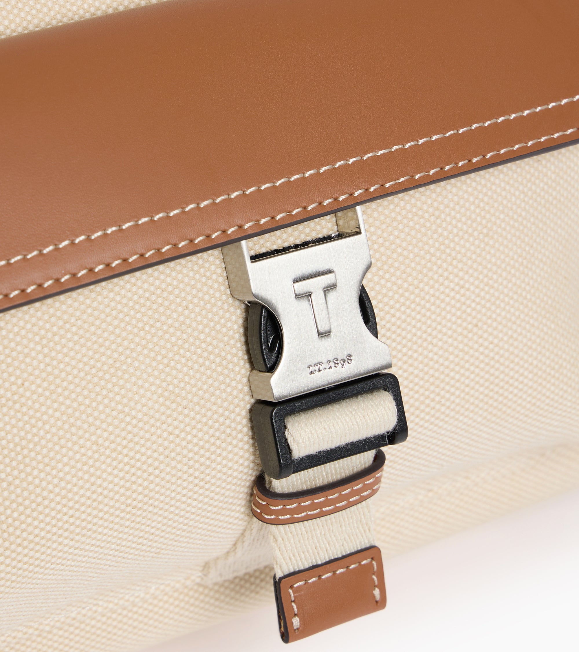 Maurice small shoulder bag in cotton canvas and smooth semi-vegetal leather