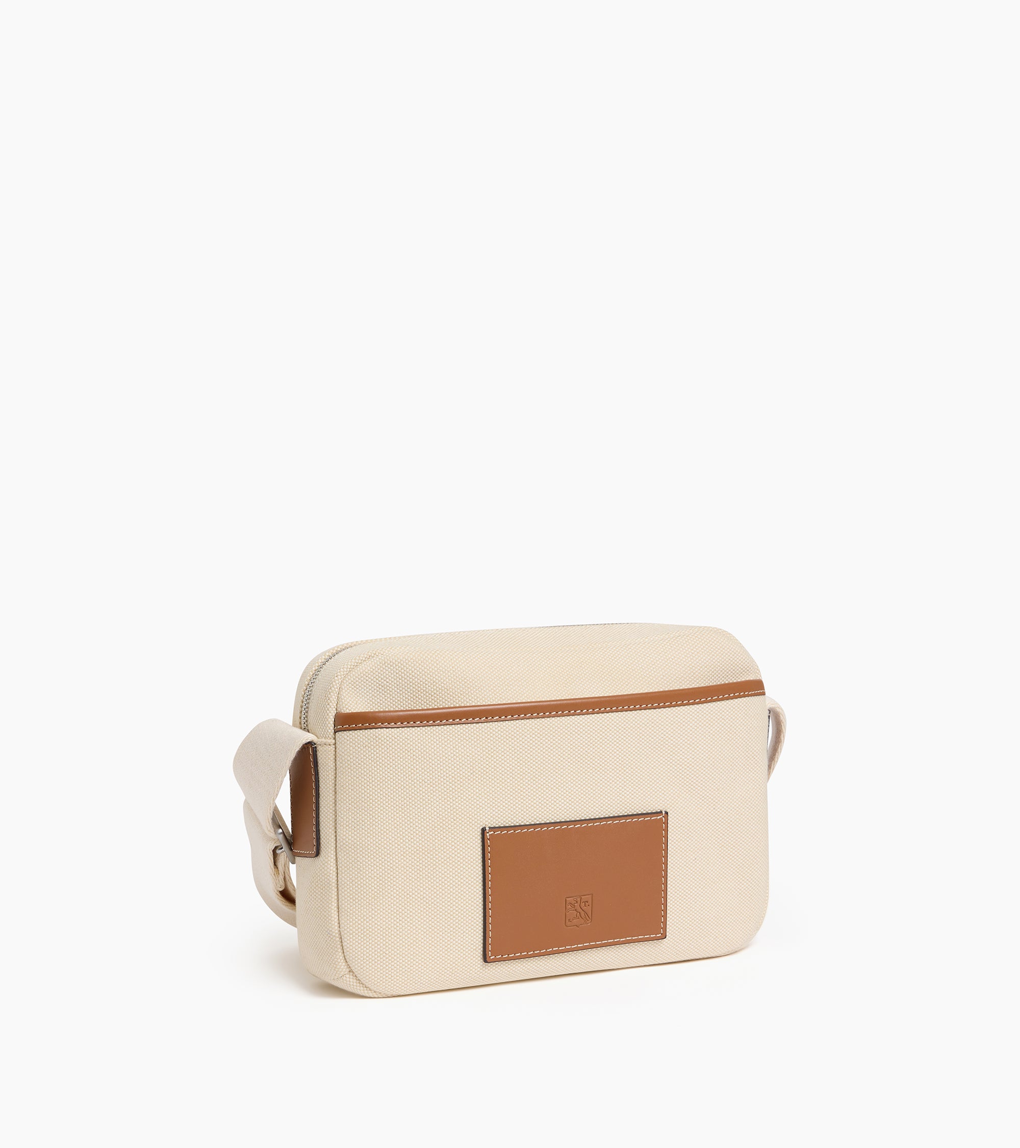 Maurice small shoulder bag in cotton canvas and smooth semi-vegetal leather