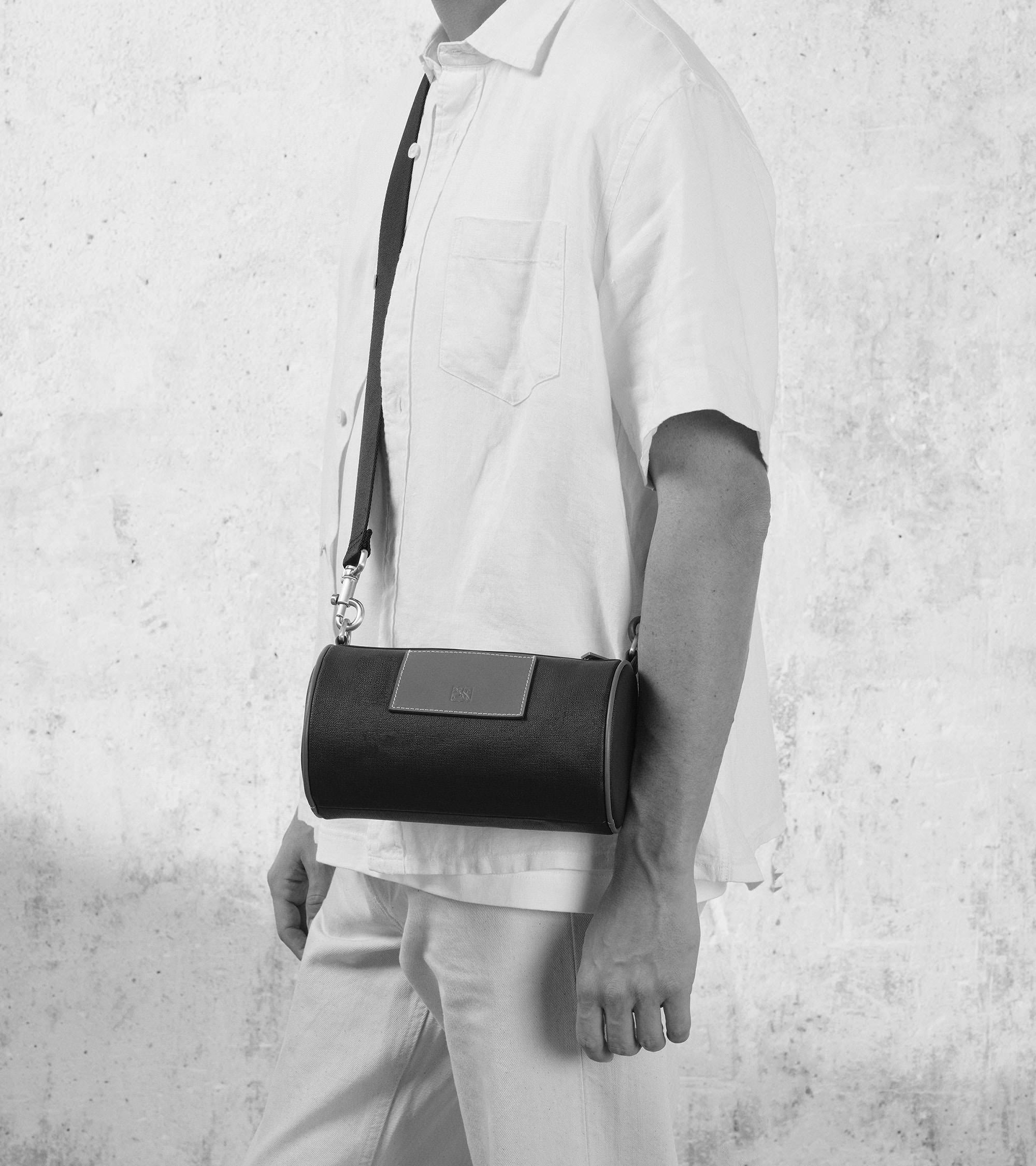 Maurice mini crossbody bag in cotton canvas and smooth semi-vegetal leather