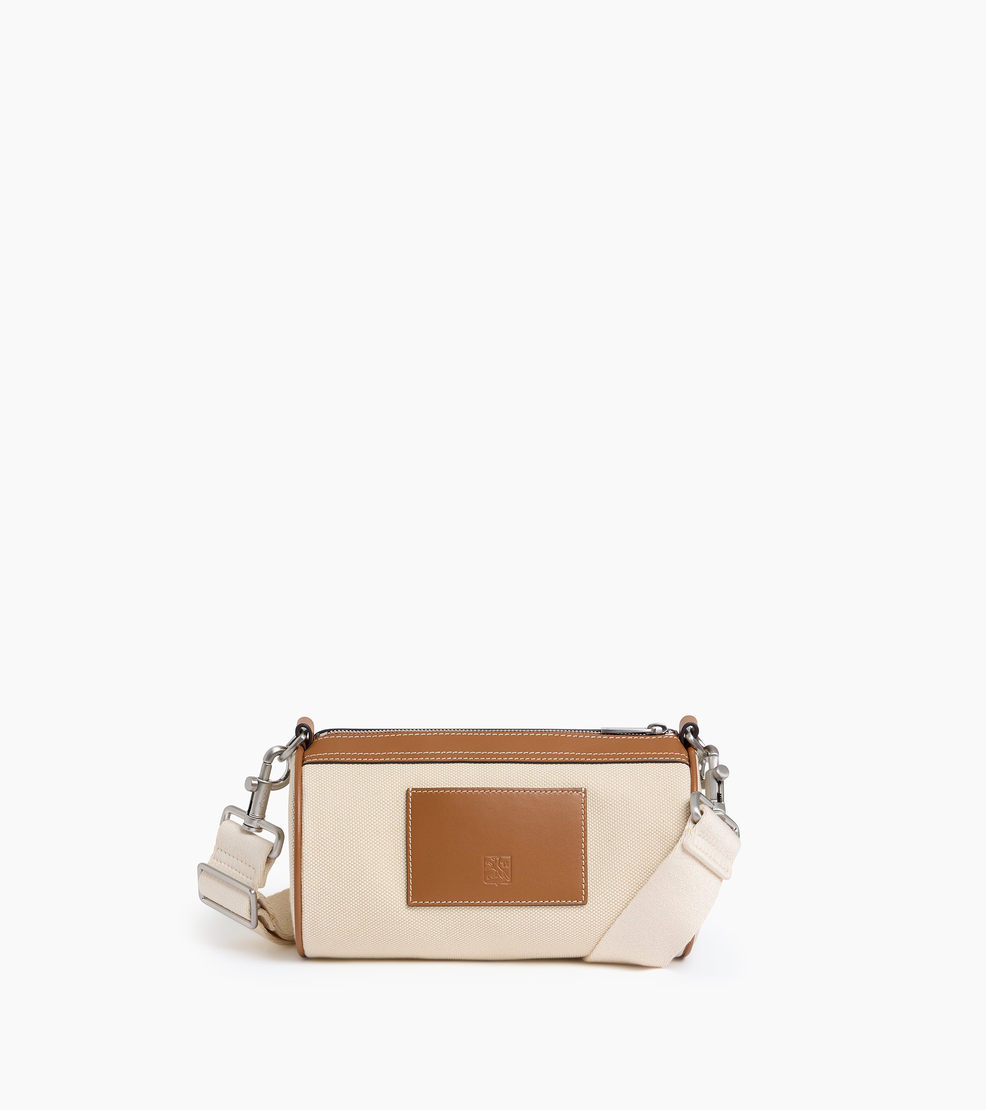 Maurice mini crossbody bag in cotton canvas and smooth semi-vegetal leather