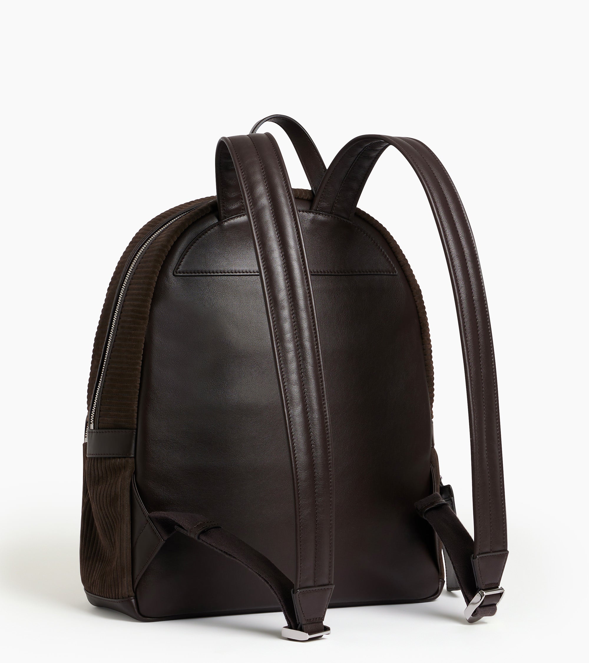 Sac à dos zippé Emile en cuir côtelé et lisse
