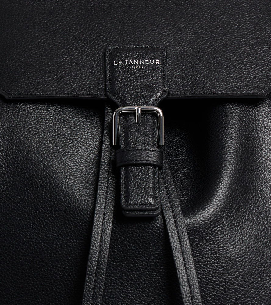 Mochila con solapa de piel texturizada Emile