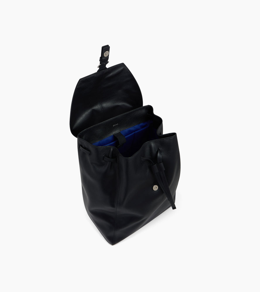 Mochila con solapa de piel texturizada Emile