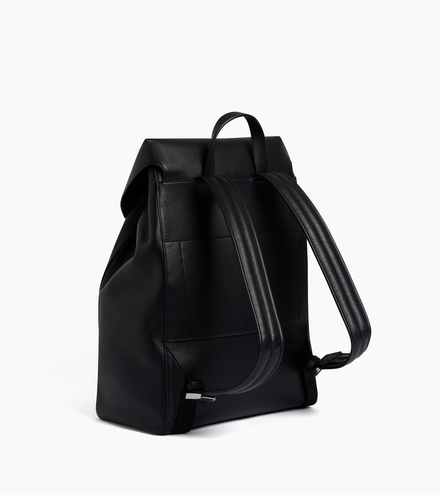 Mochila con solapa de piel texturizada Emile