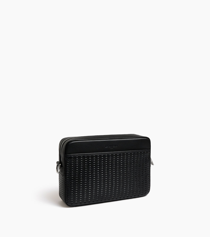 Emile small satchel in embossed and smooth leather