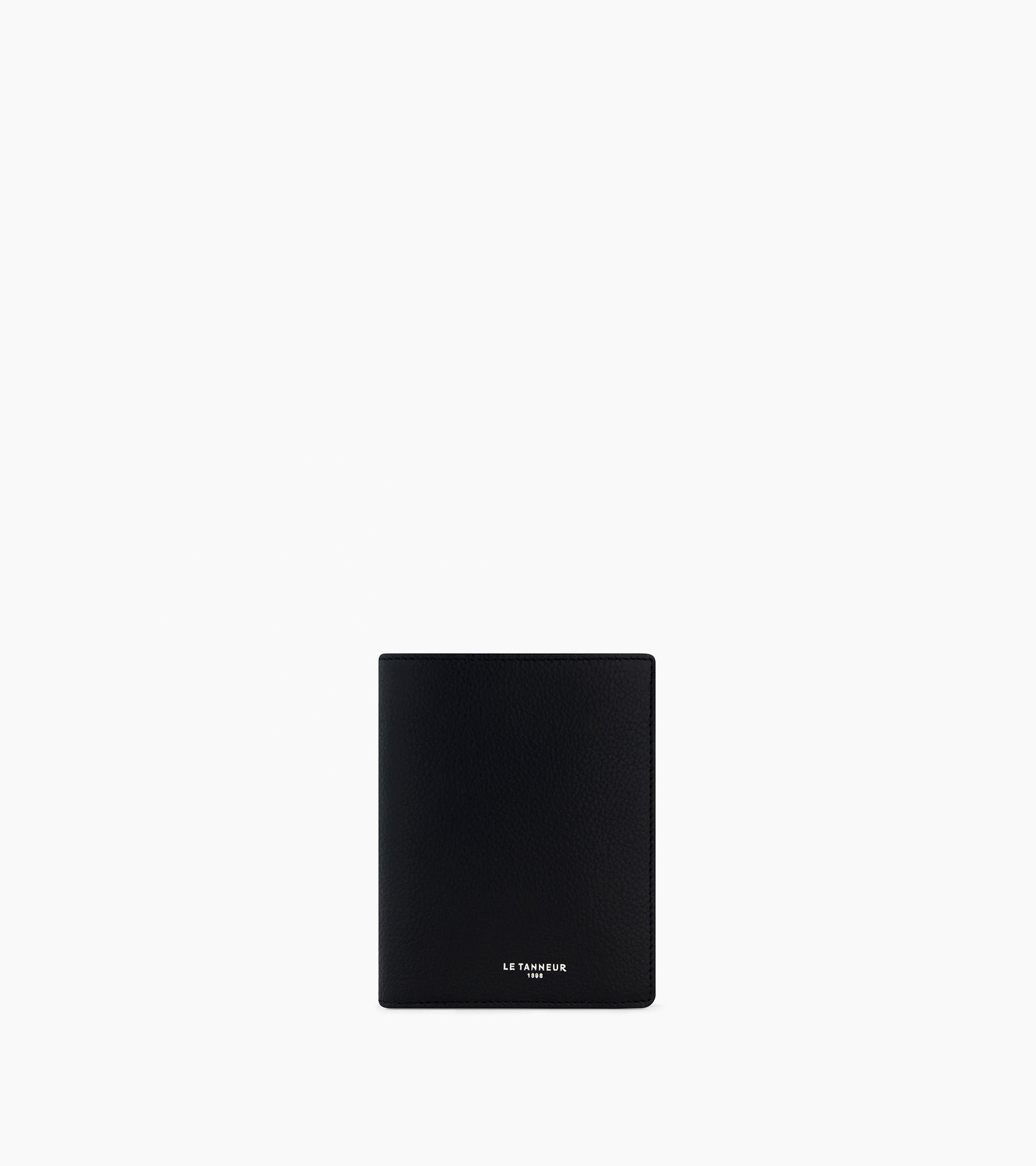 Emile vertical, zipped wallet with 2 gussets in pebbled leather