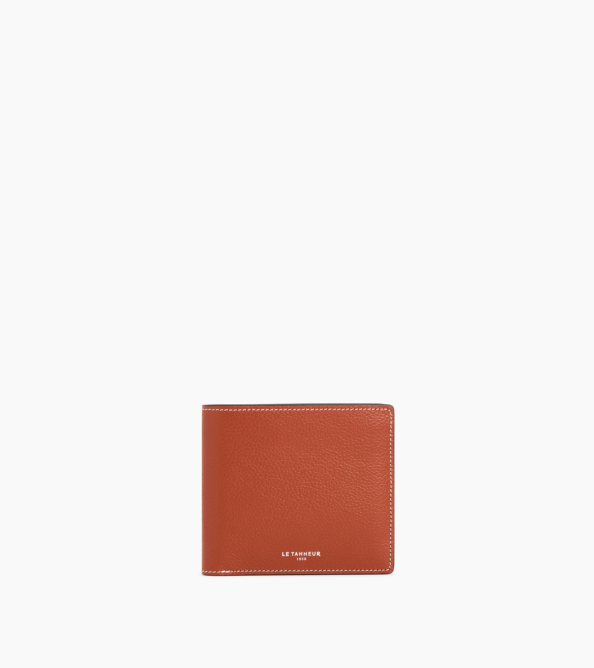 Emile card case with bill pocket in pebbled leather