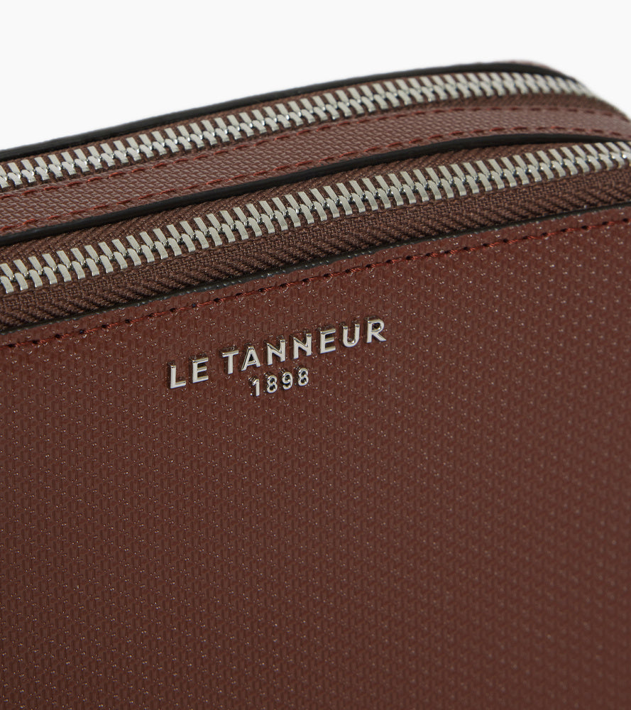 Kleine Umhängetasche aus Leder mit 2 Fächern und T-Signatur