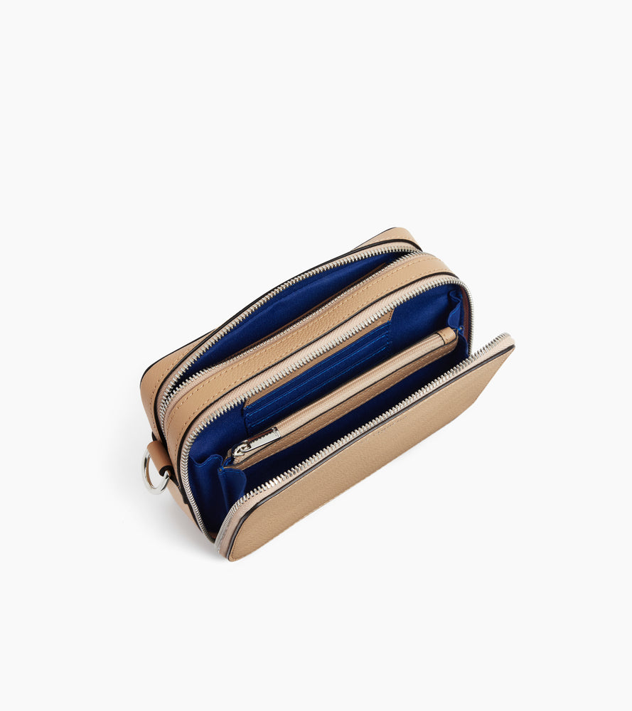 Kleine Umhängetasche Emile aus genarbtem Leder mit 2 Fächern