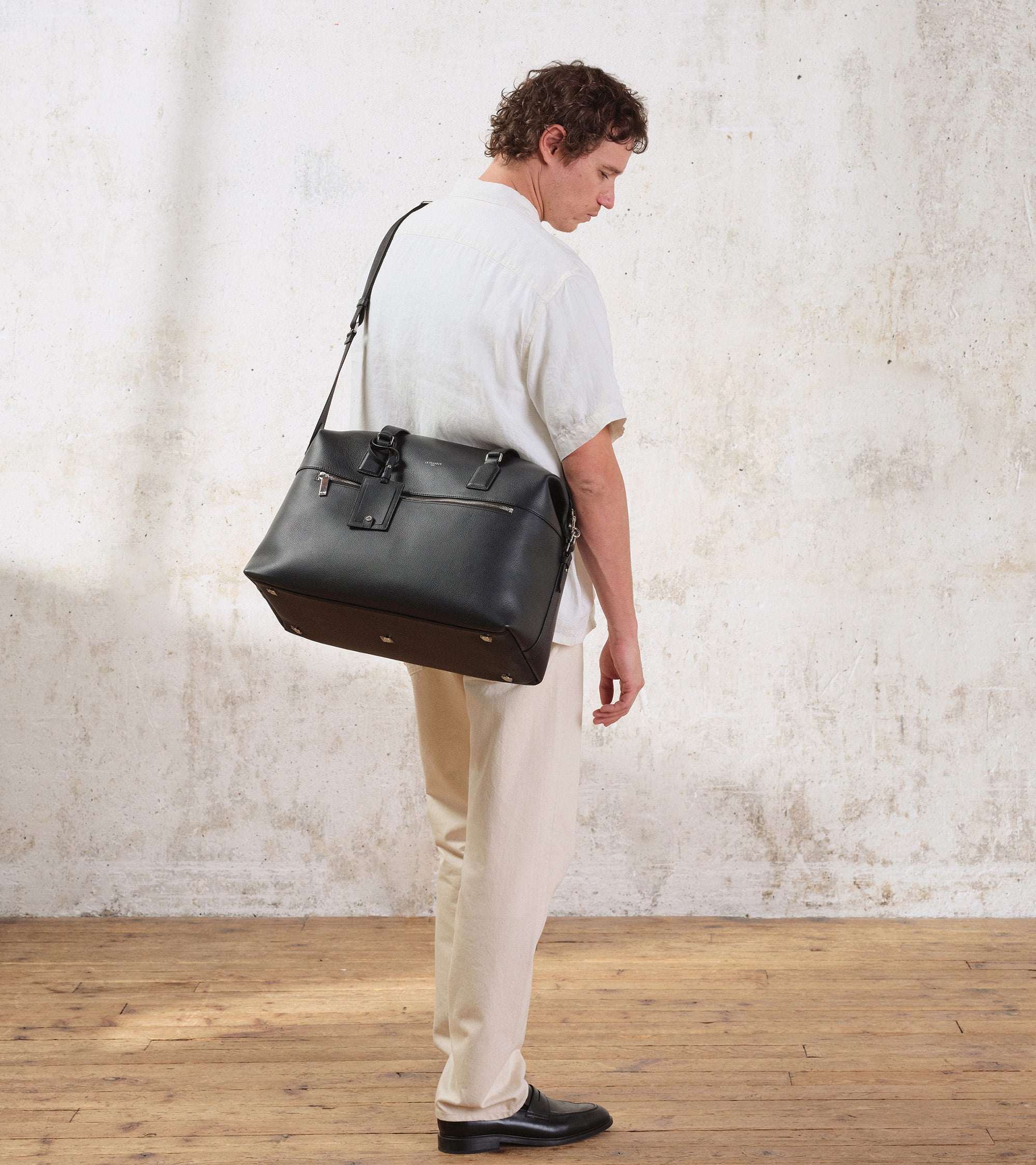 Emile 24h travel bag in pebbled leather
