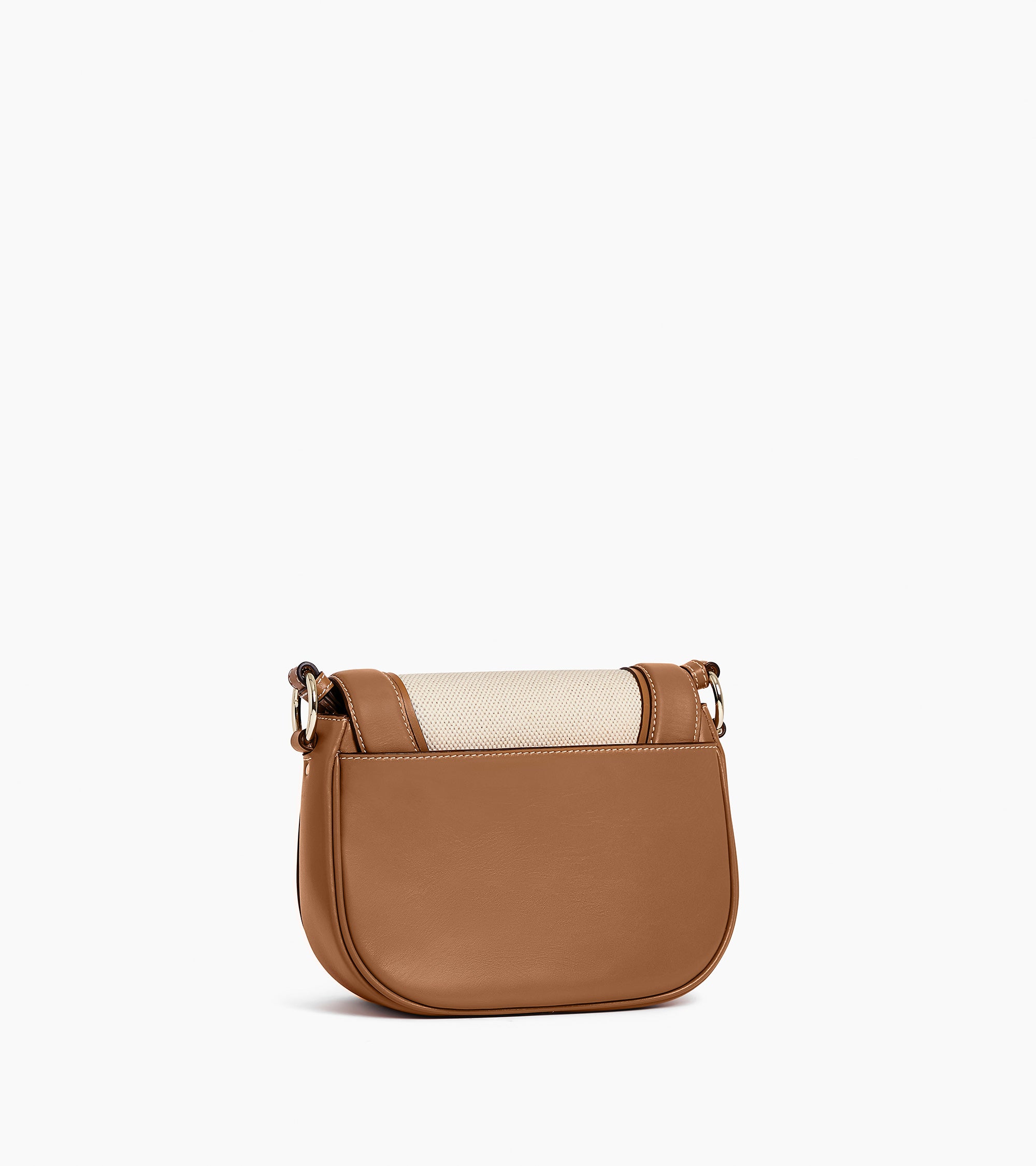 Ella medium shoulder bag in cotton canvas and smooth leather