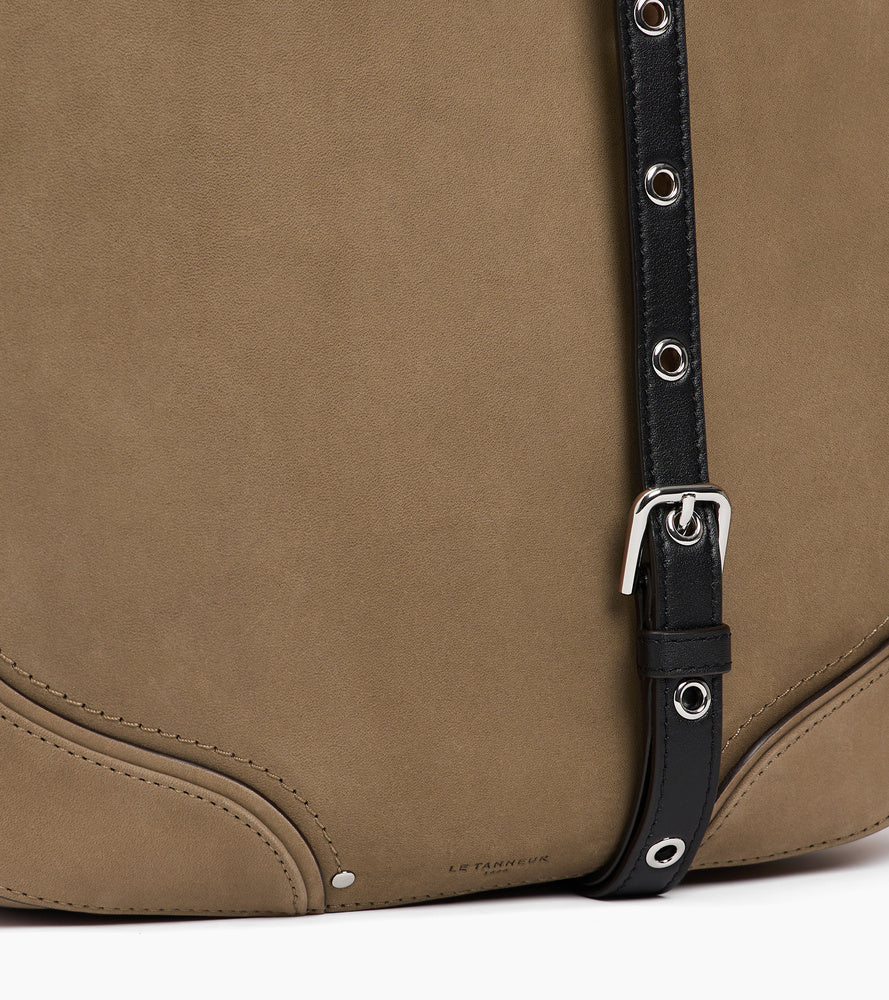 Mittelgroße Hobo-Tasche Juliette aus Glattleder und Nubukleder