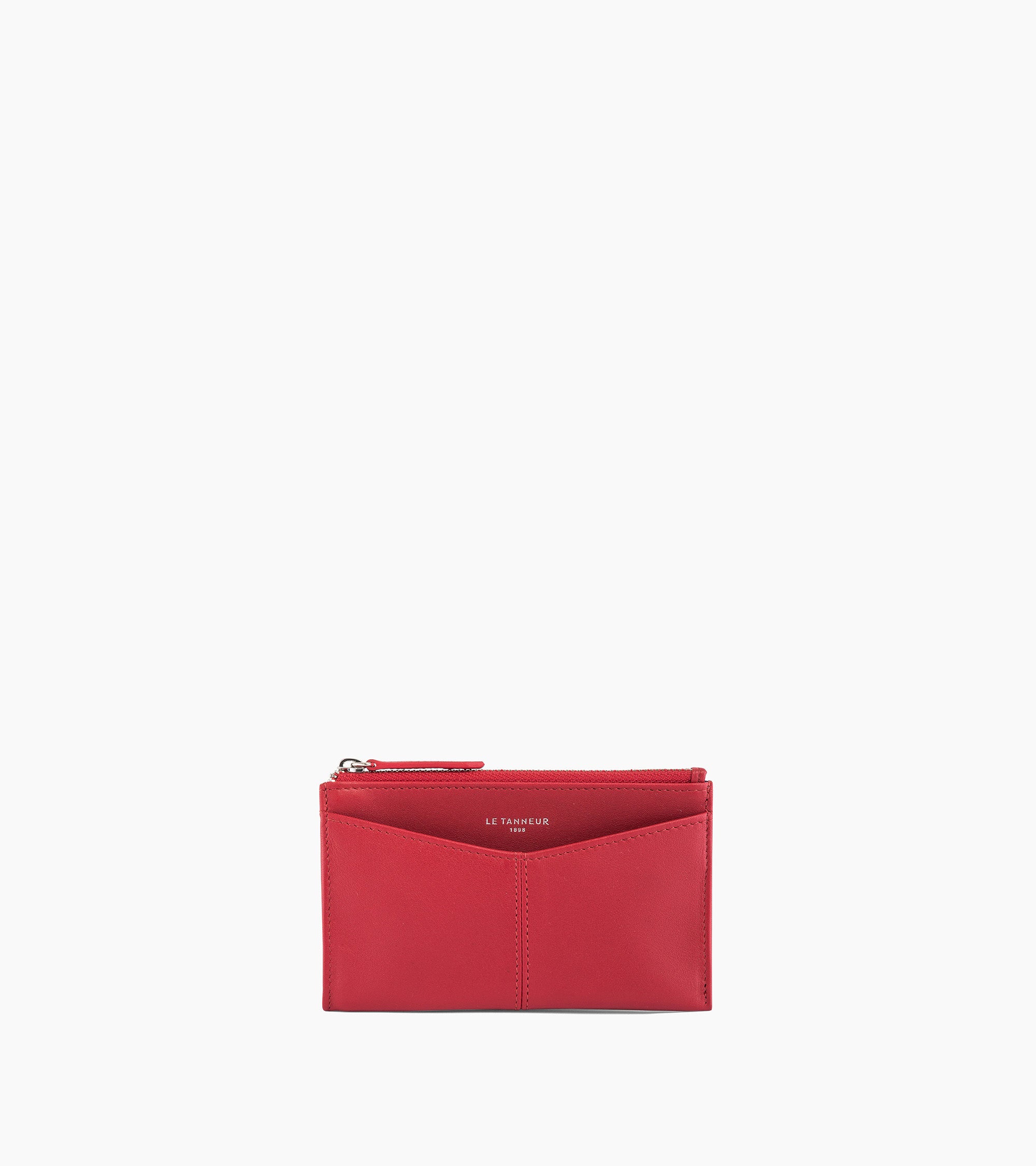 Estuche de llaves con cremallera Charlotte de piel lisa