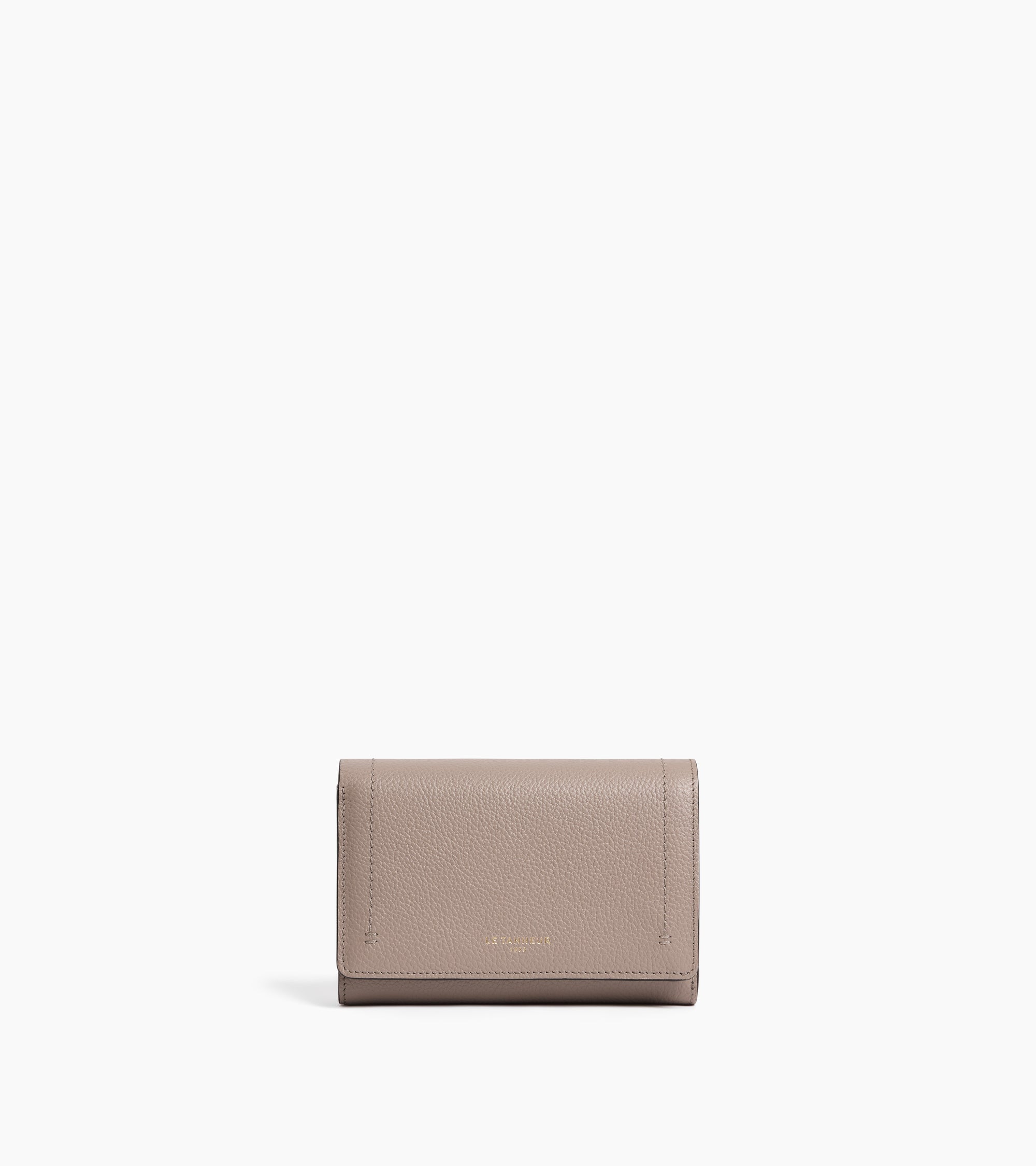 Louison medium wallet with flap in grained leather