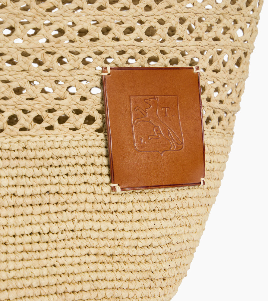 Le Nattier large tote bag in raffia and plant-based leather